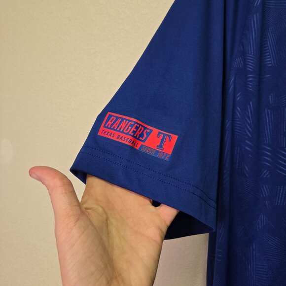 NWT Fanatics Texas Rangers Official Merchandise Polo Shirt 2XL Blue - Picture 3 of 9